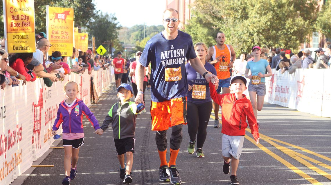Marathon runner and Ironman triathlete Brandon Wahlmann runs the race for autism