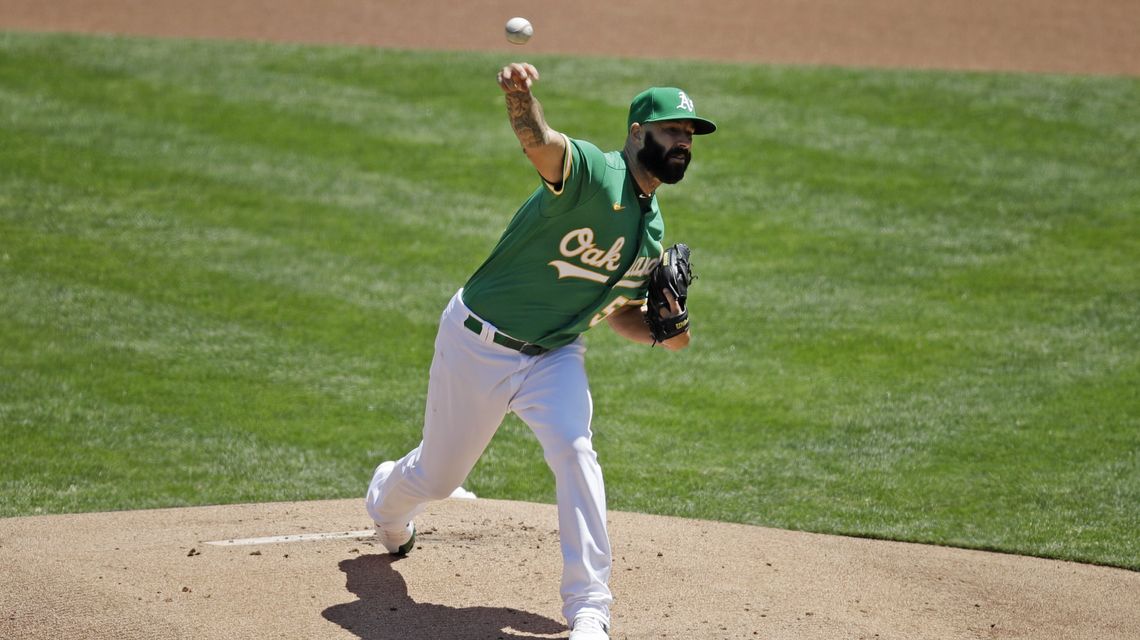 Olson homers, Fiers gets 1st win as A’s sweep Rangers