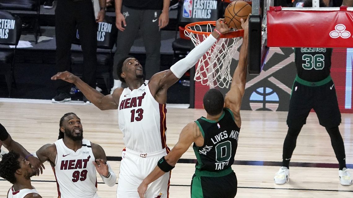 Bam! Adebayo’s block helps Heat win Game 1 over Celtics