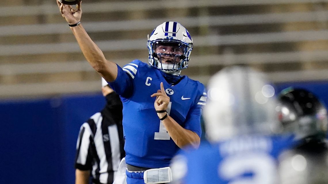 Wilson throws for 392 yards, No. 18 BYU routs Troy 48-7