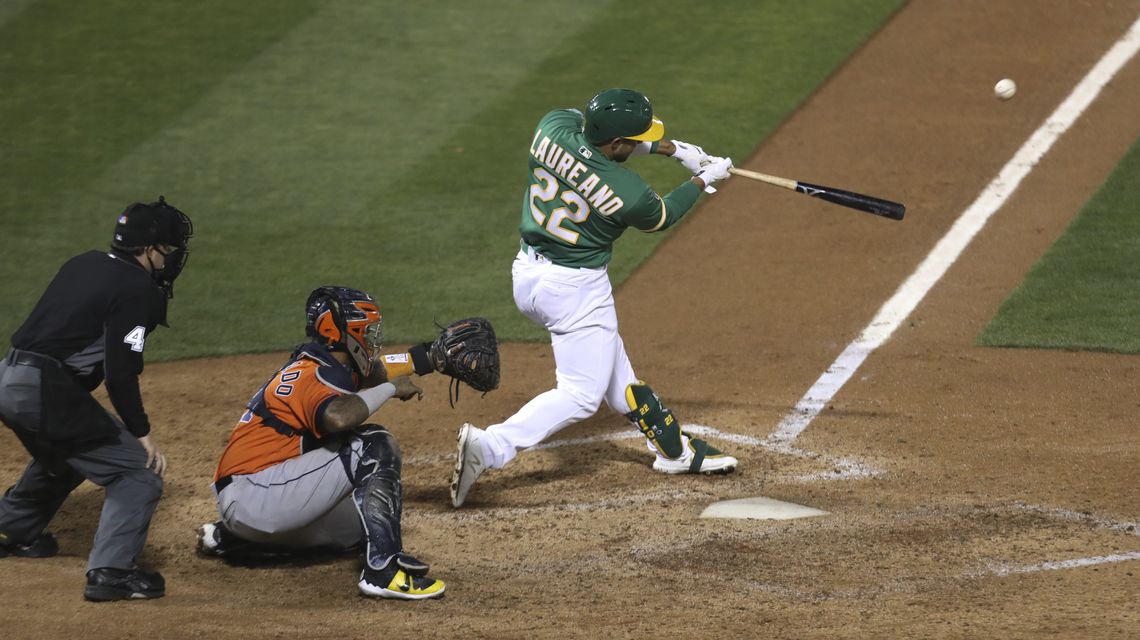 Laureano strikes back, 2-out hit in 9th puts A’s past Astros