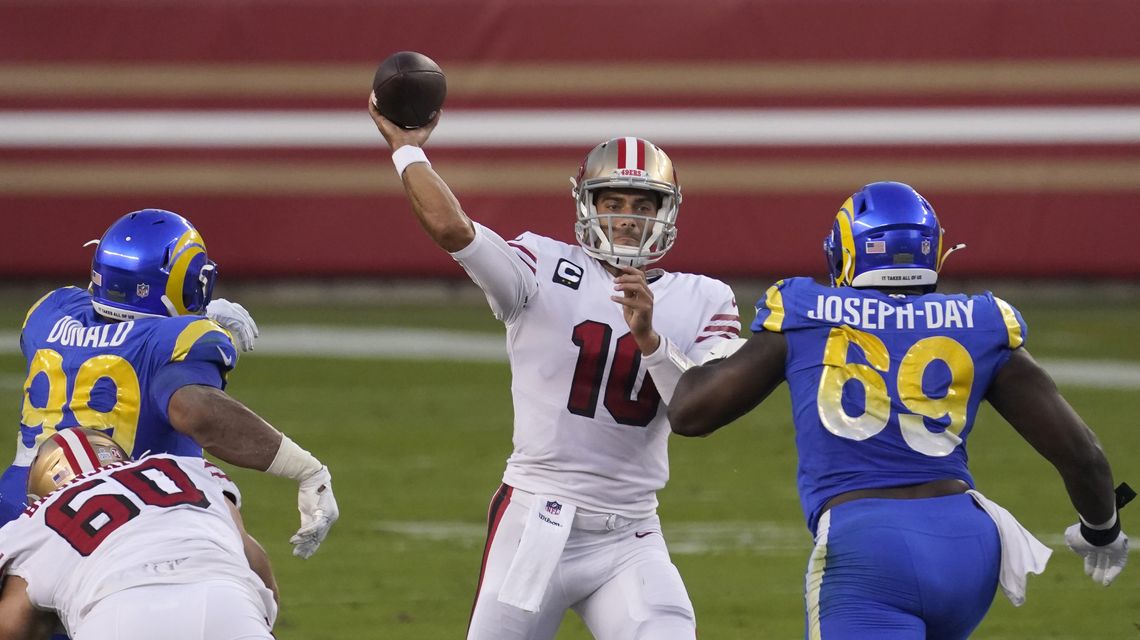 Jimmy Garoppolo throws 3 TD passes, 49ers beat Rams 24-16