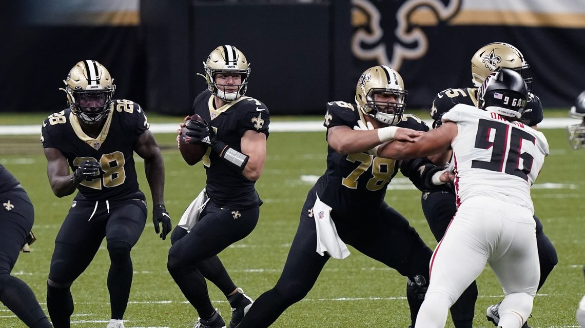 Saints win 7th straight, beat Falcons in Hill’s first start