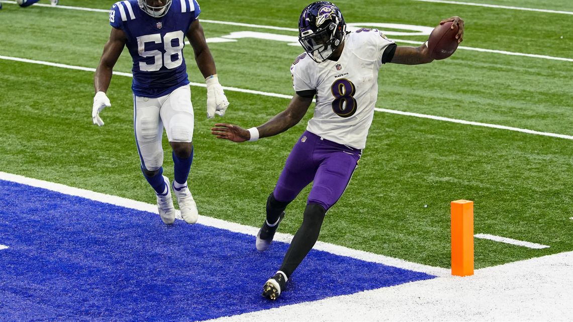 Ravens set NFL record for 20-point games with win in Indy