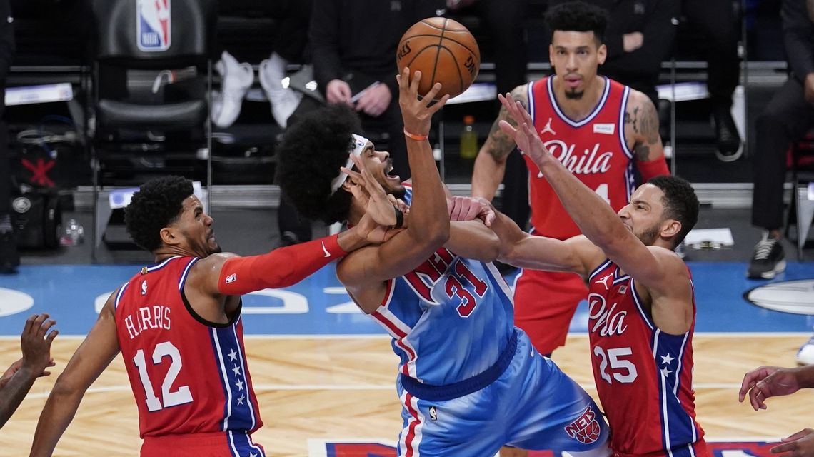 Nets, without Irving and Durant, beat NBA-leading 76ers