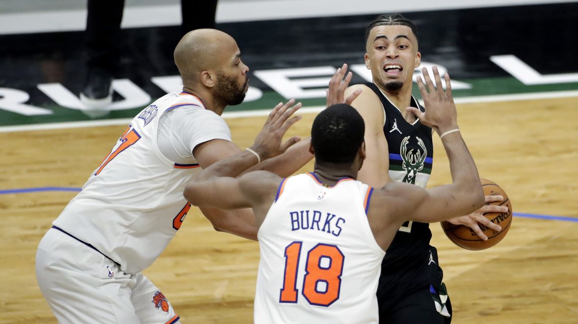 Burks, Barrett help Knicks stave off short-handed Bucks