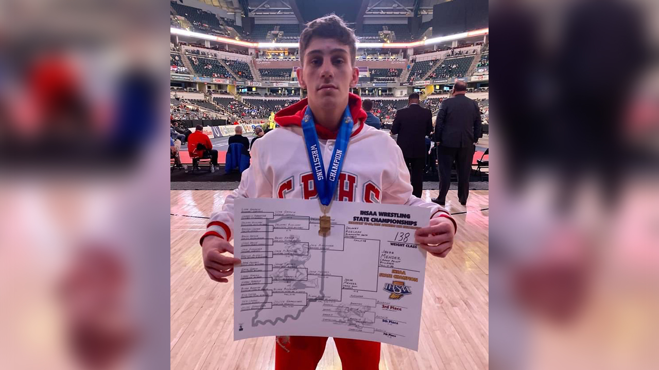 Crown Point’s Mendez now three for three as he takes home another IHSAA state wrestling title