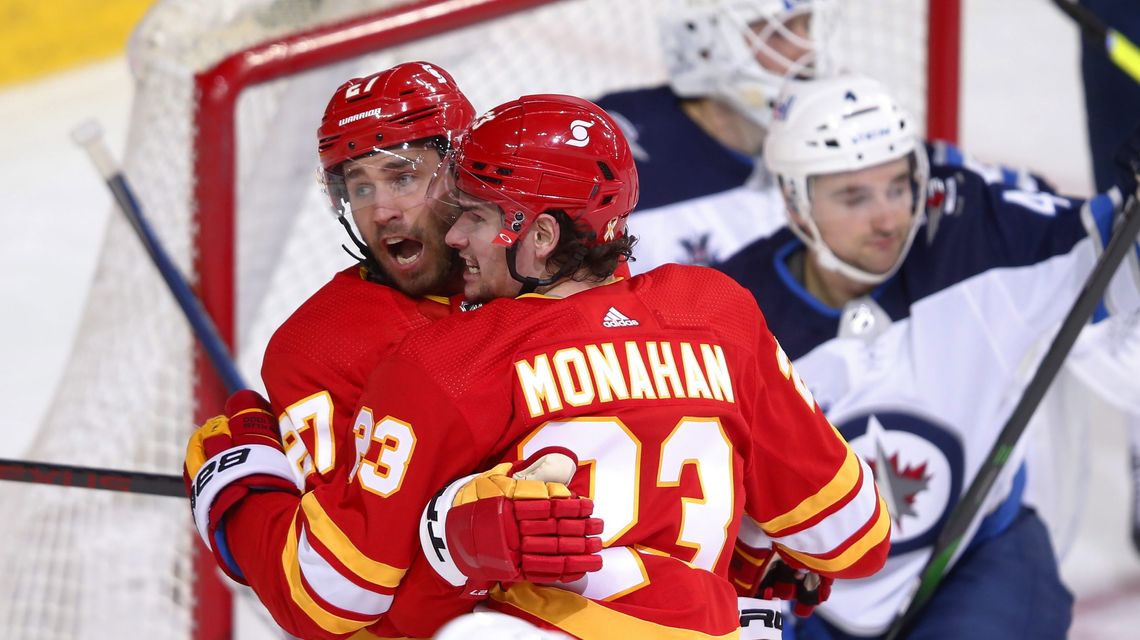 Gaudreau responds with 2 assists as Flames beat Jets 4-2