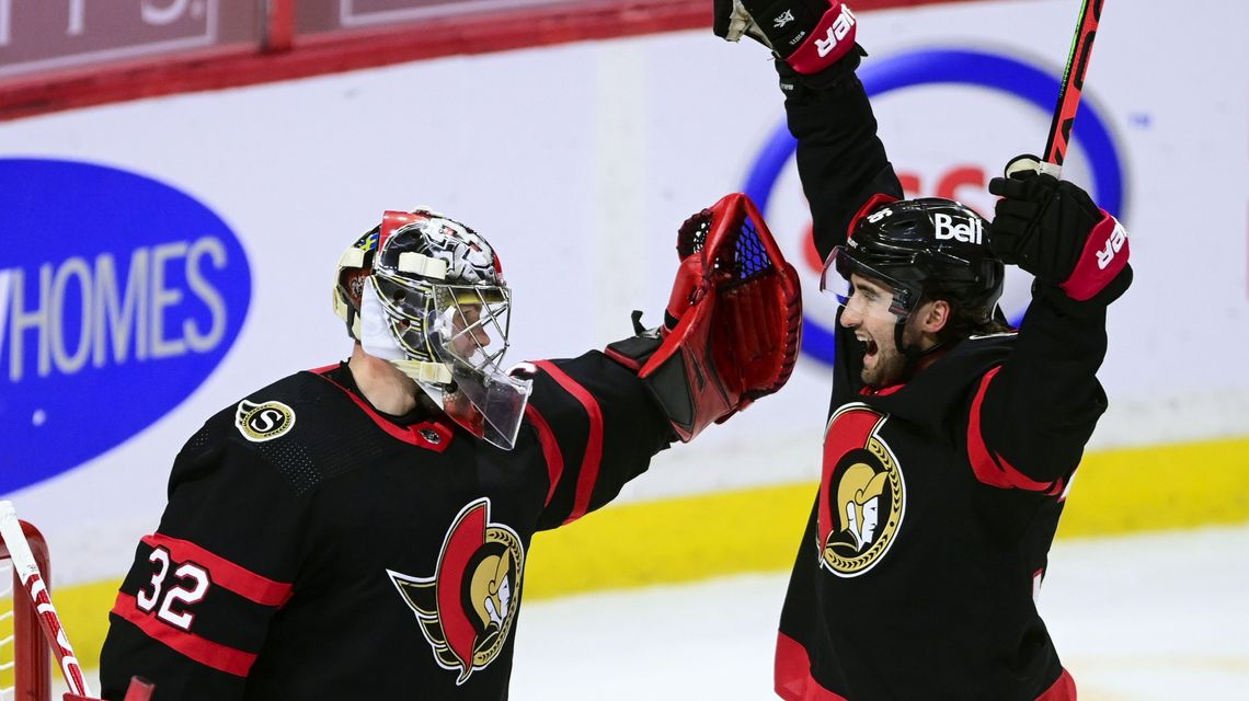 Gustavsson wins 1st NHL start, Senators beat Flames 2-1
