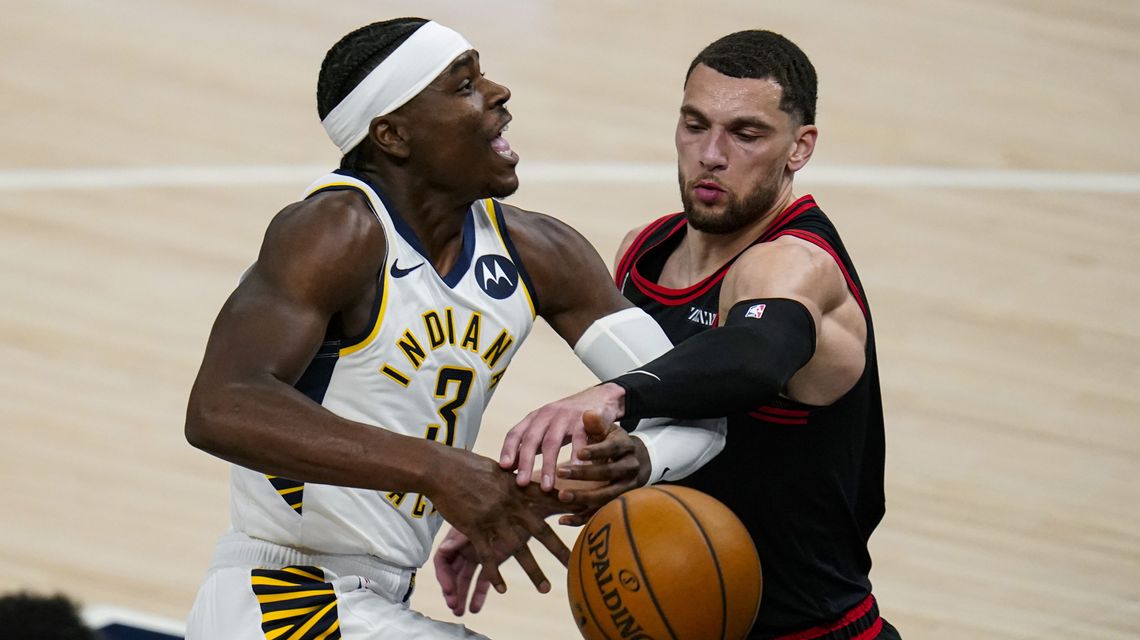 Vucevic helps Bulls run past short-handed Pacers 113-97
