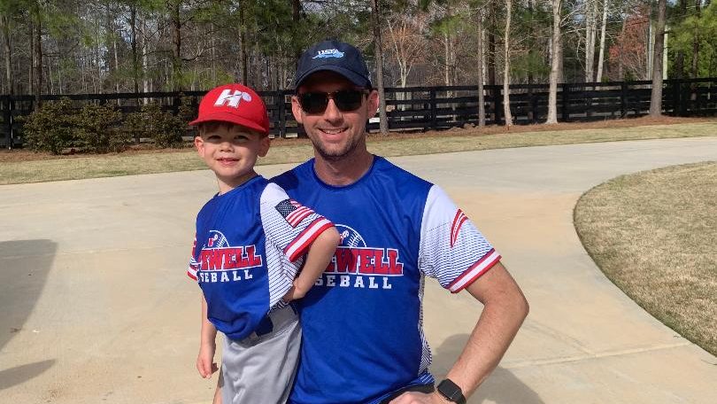 Hunter Morgan steps up to the plate as Hopewell’s Mini-Hitters tee-ball coach