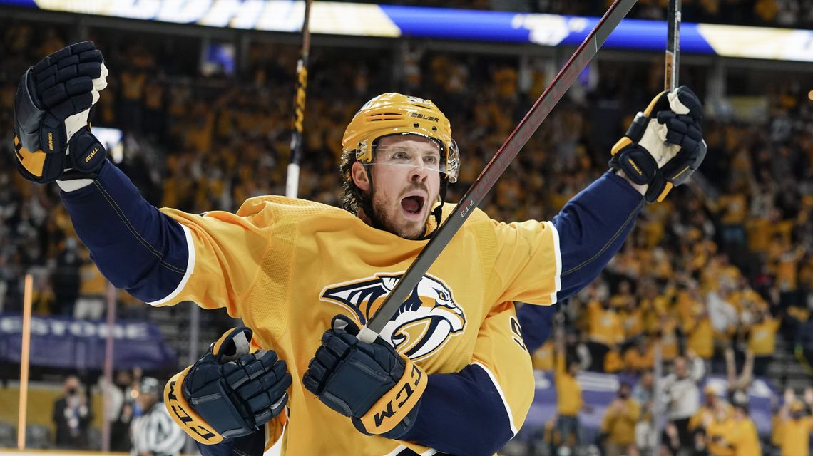 Preds beat Canes 4-3 in double OT again to tie series at 2-2