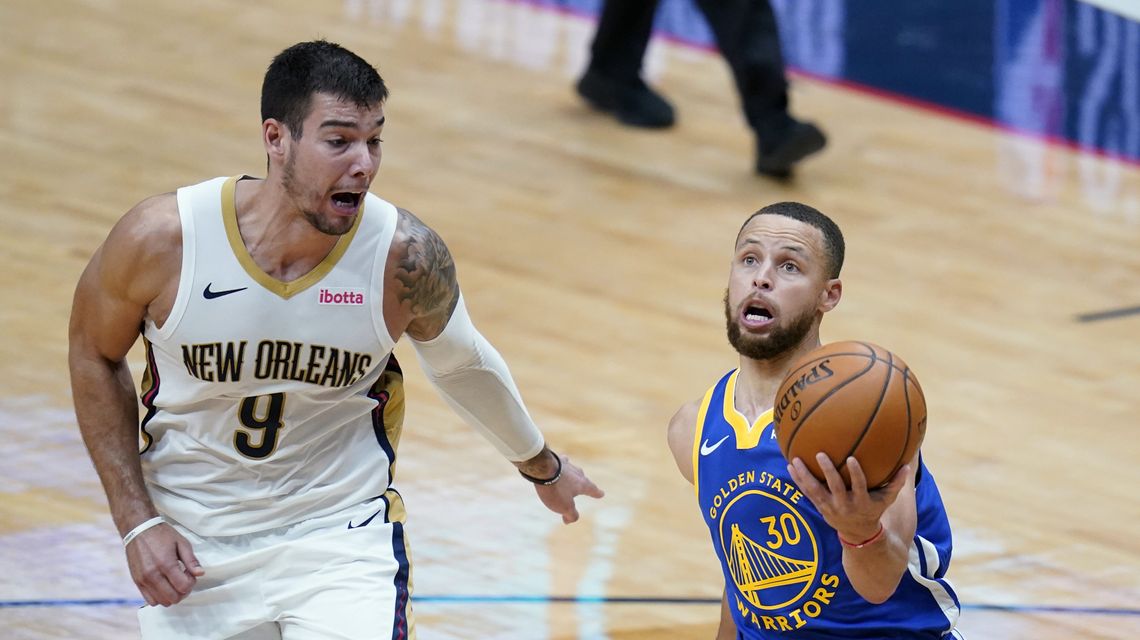 Curry’s 41 points push Warriors past Pelicans 123-108