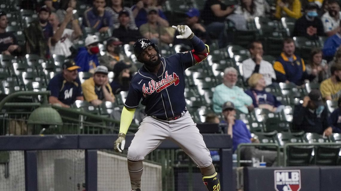 Ozuna, Albies go back-to-back as Braves beat Brewers 6-3