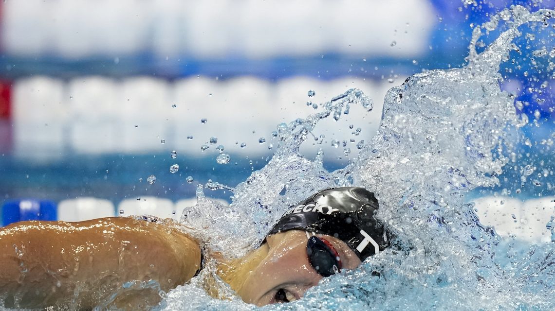 One down, one to go: Ledecky starts busy night with win