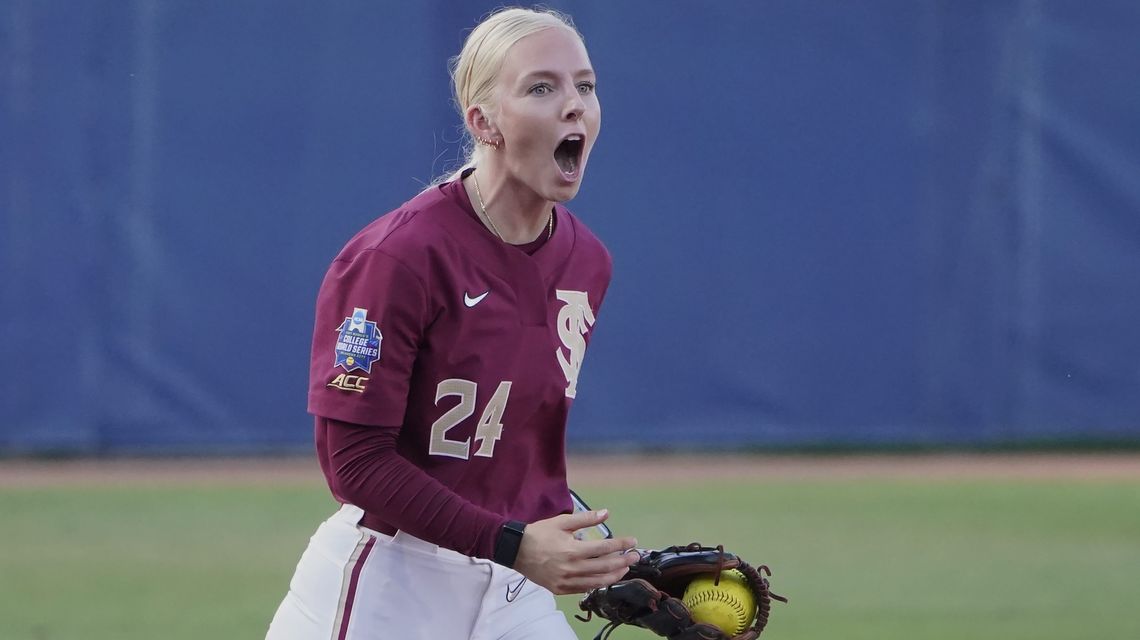 Harding leads Florida State past Oklahoma 8-4 in WCWS Game 1
