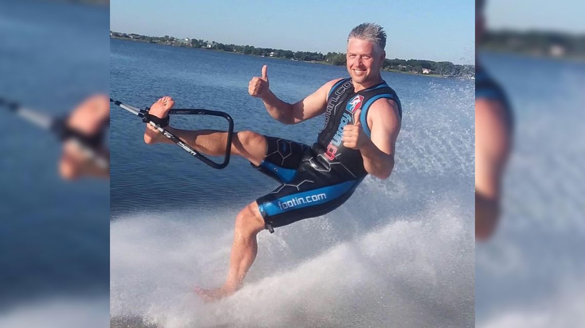 Barefoot water ski champion Paul Stokes is always making a splash
