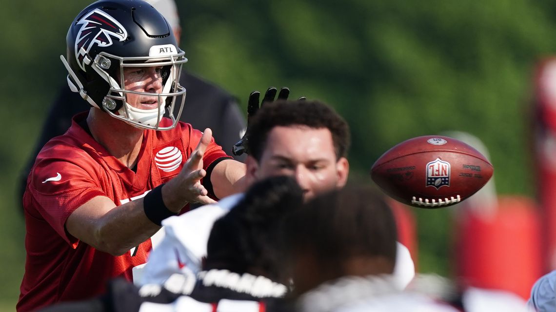 Falcons coach shakes off butterflies on first day of camp
