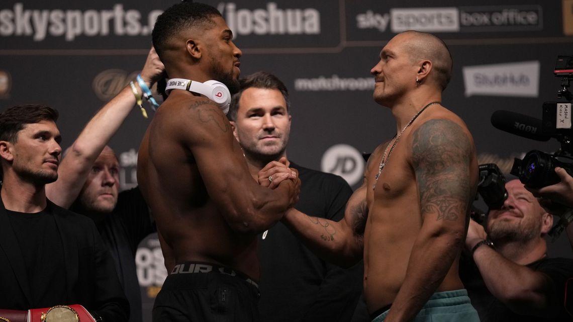 Joshua weighs in much heavier than Usyk ahead of title fight