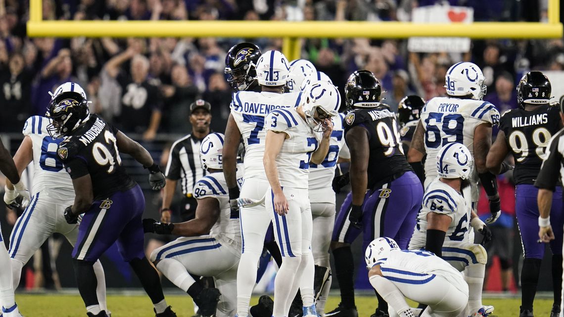 Colts don’t get their kicks in 31-25 OT loss to Ravens