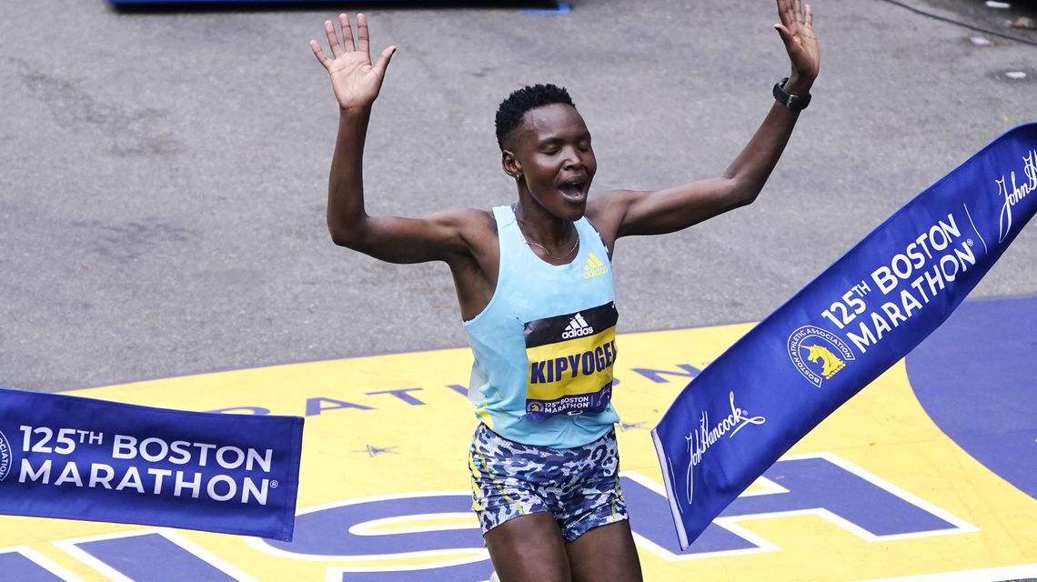 Boston’s back: Kenya’s Kipyogei wins women’s marathon