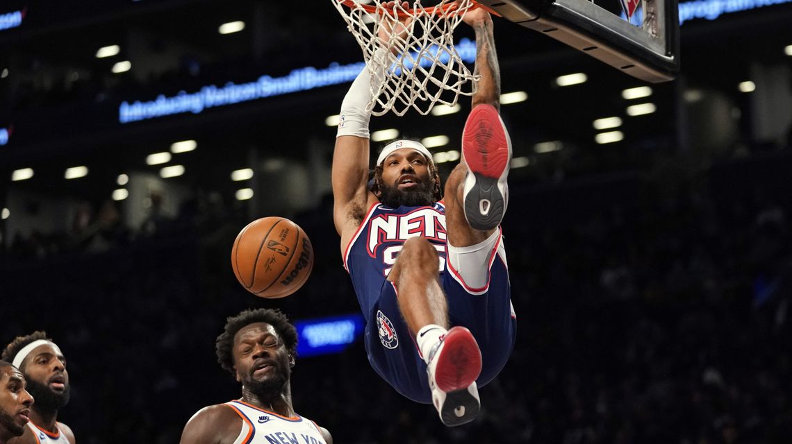 Harden, Durant, Johnson lead Nets past Knicks 112-110
