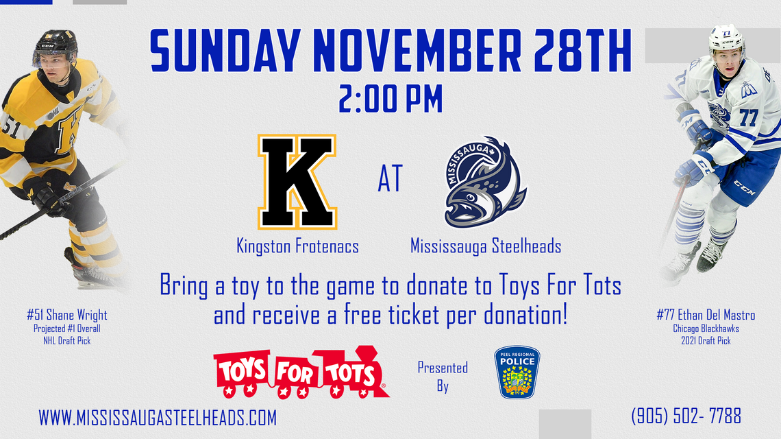 Steelheads hosting annual Toys for Tots game