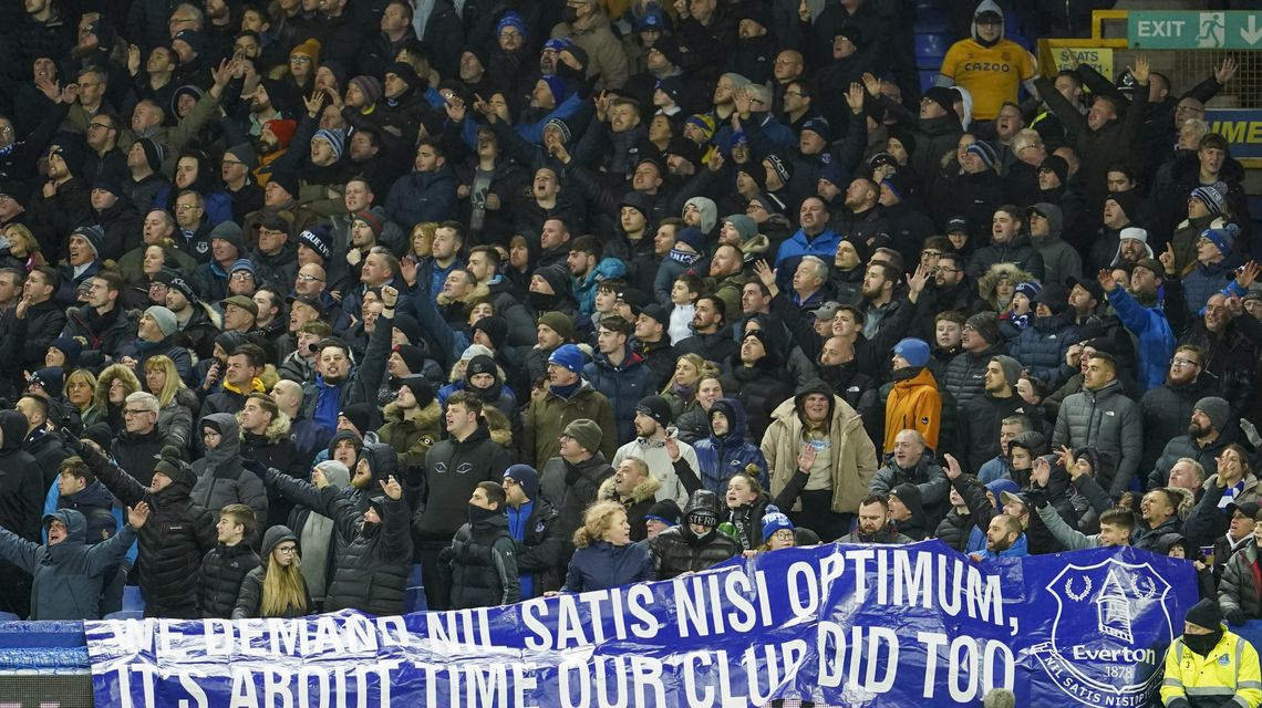 Section of Everton fans leave seats during game in protest