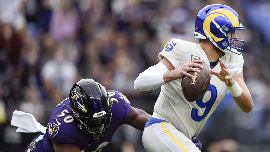 Stafford rallies surging Rams past short-handed Ravens 20-19