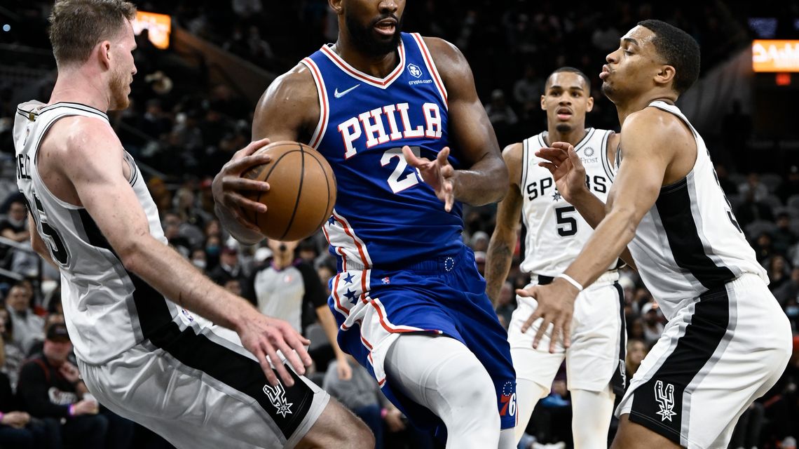 Embiid’s double-double helps 76ers hold off Spurs, 115-109