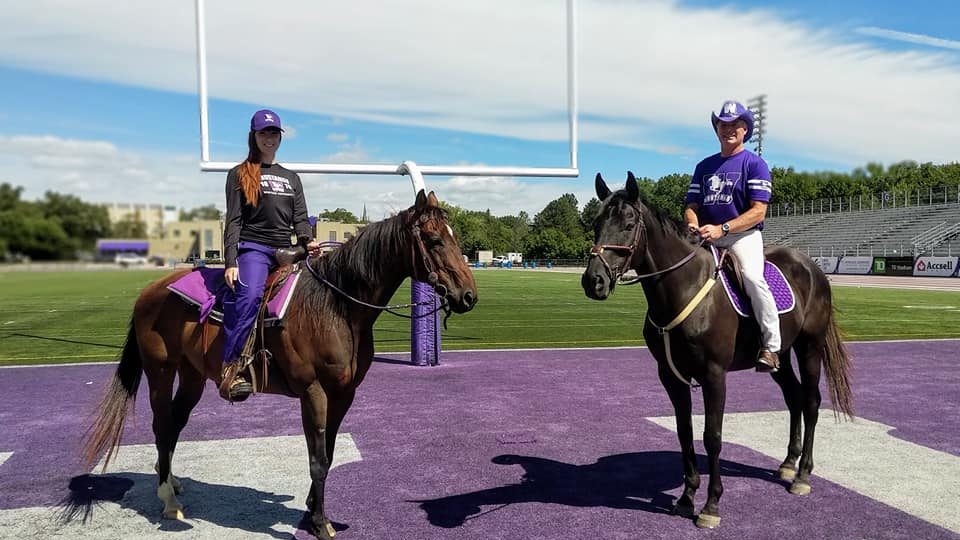 Continuing the Western Mustangs football game tradition on horse