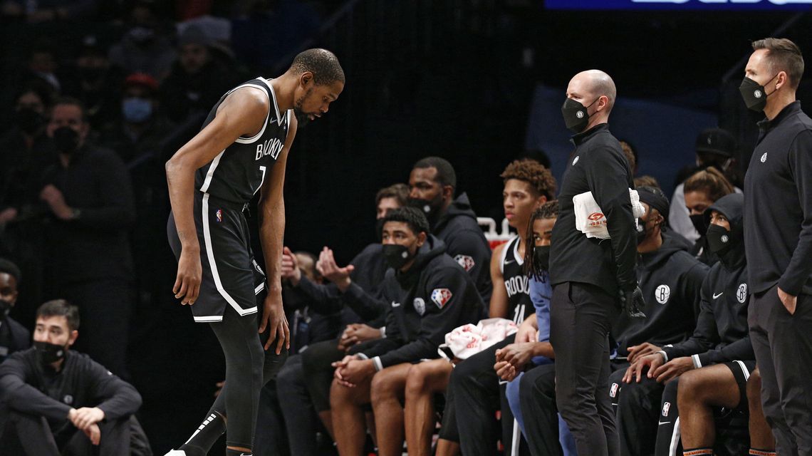 Kevin Durant leaves Nets’ game with sprained left knee