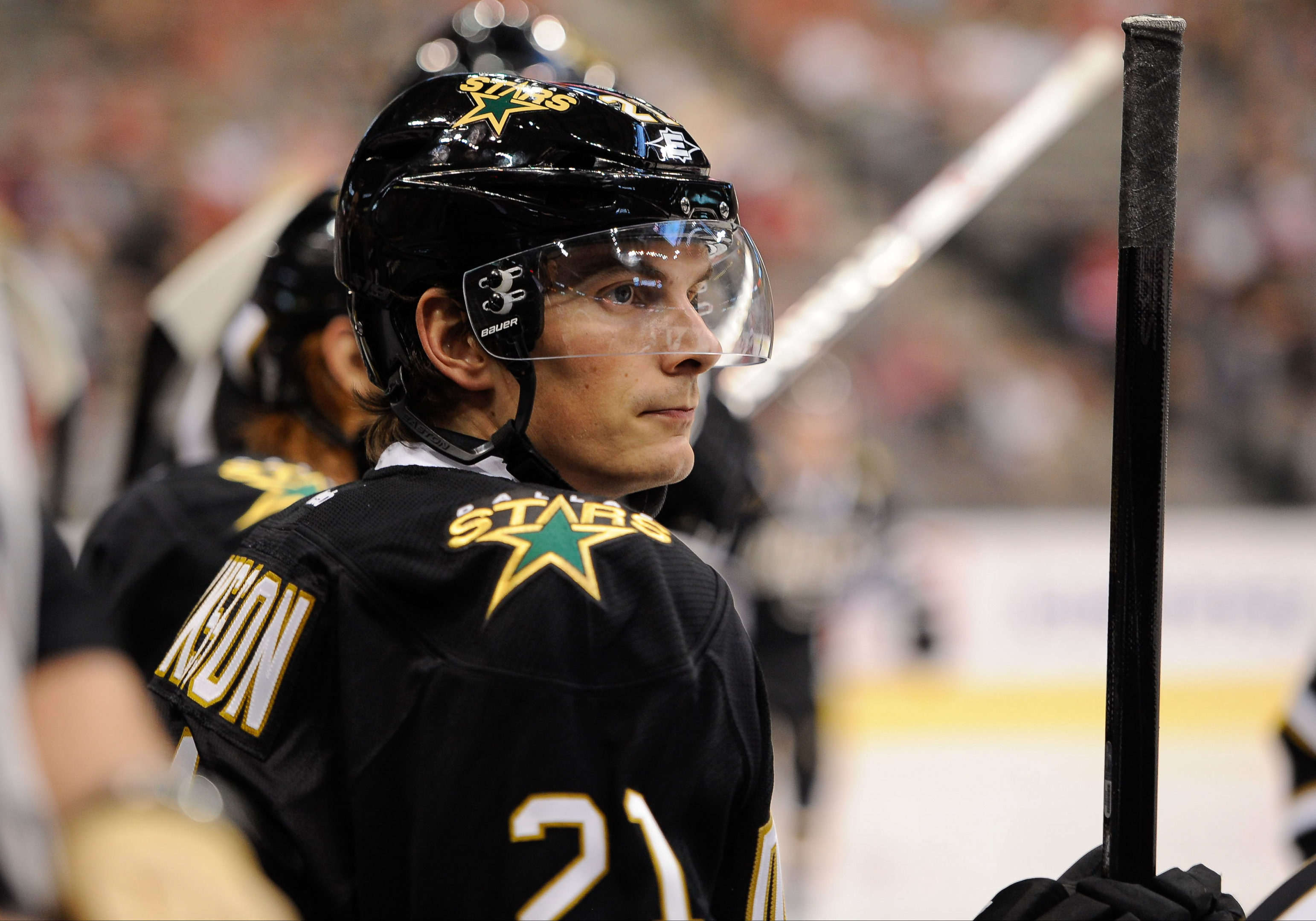 Dallas Stars left wing Loui Eriksson (21) watches his team.