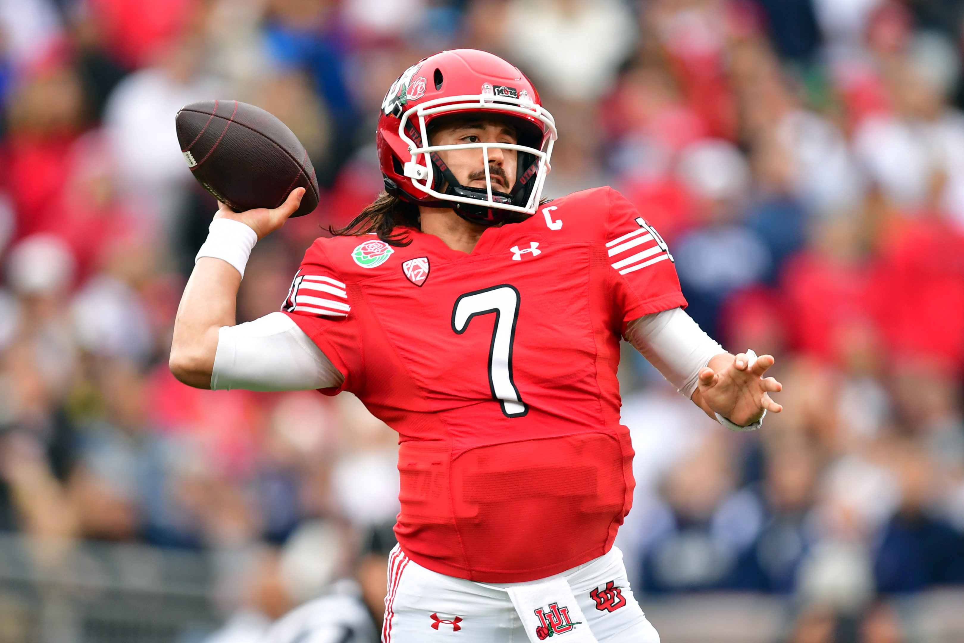 Utah Utes quarterback Cameron Rising in the 109th Rose Bowl game.