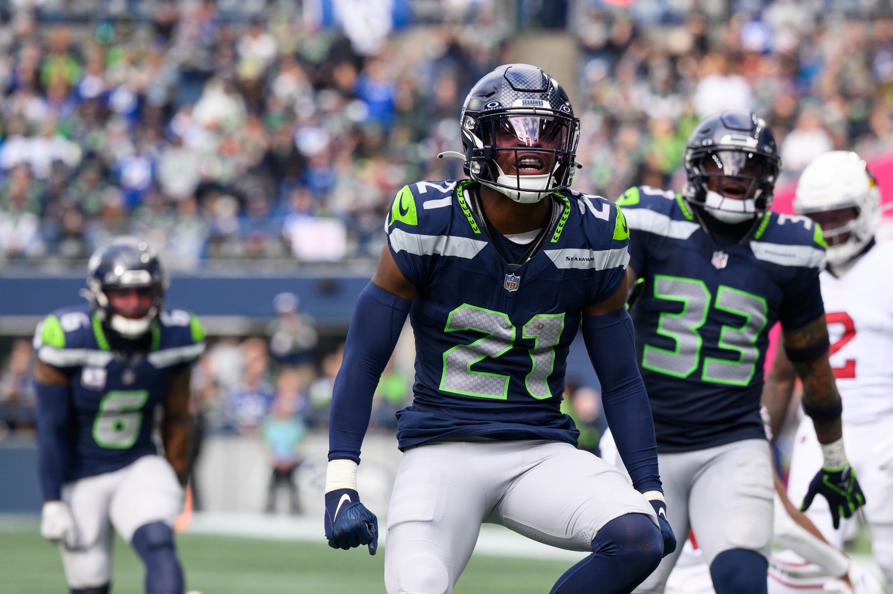 Devon Witherspoon Seattle Seahawks 2023 NFL Defensive Rookie of the Year midseason awards